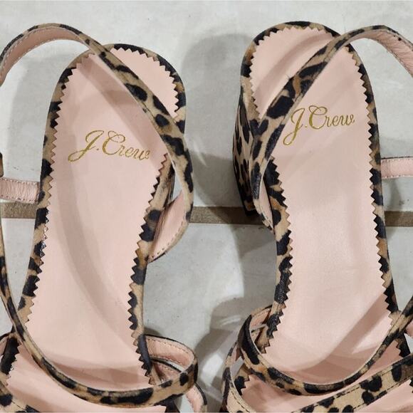 J. Crew Odette leopard print block heel leather Strappy Sandals size 6 - Picture 5 of 8